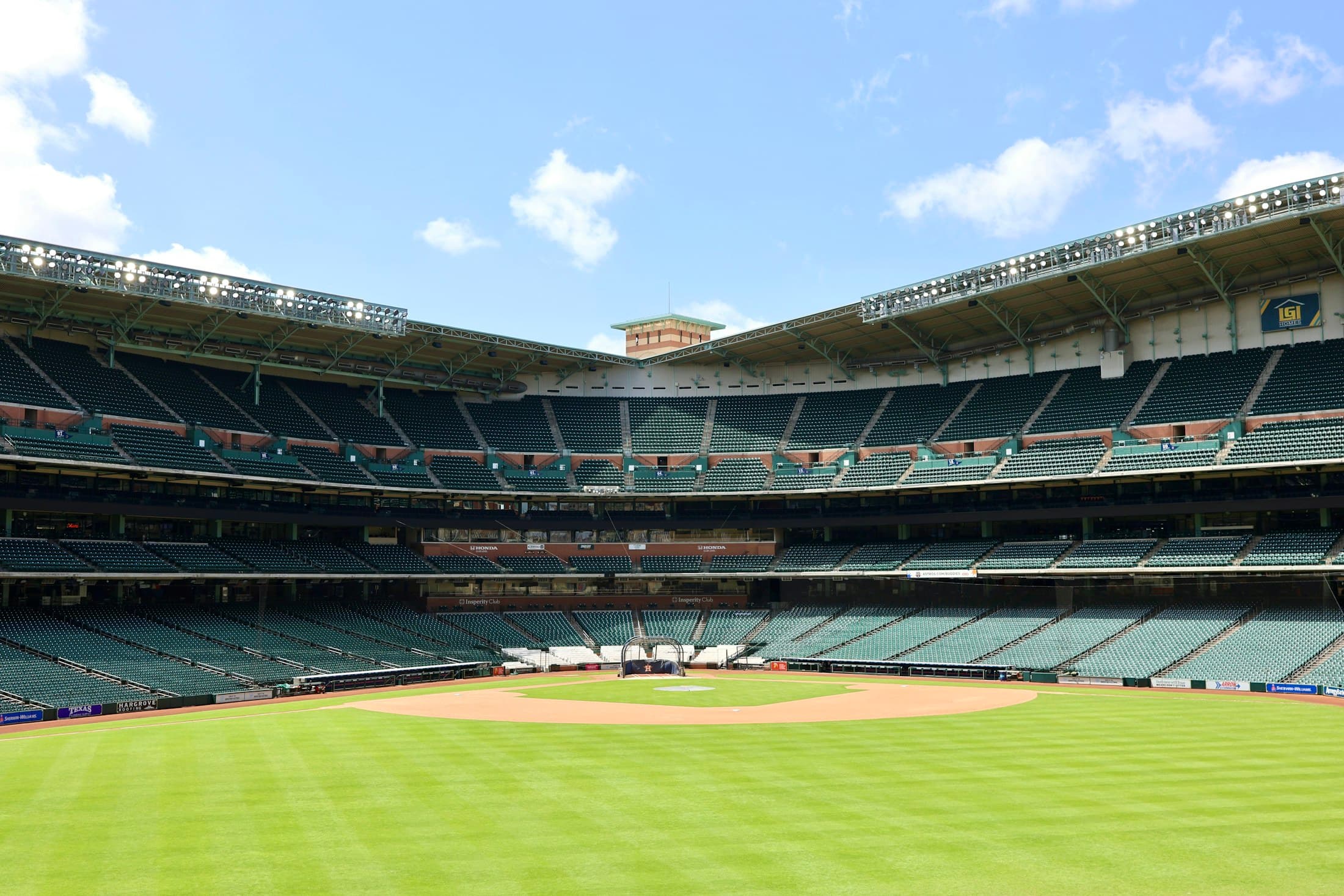 An empty baseball field ready for the next lineup